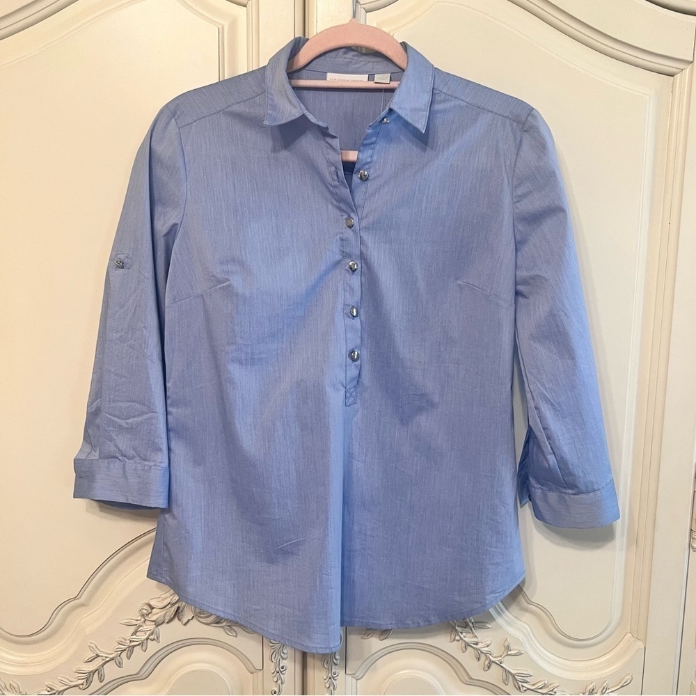 Nwt New York and Company Women’s Half Button Down Business Casual Blouse, XS